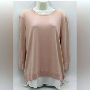 Calvin Klein 3/4 Sleeve Sweater Pink  Lightweight Shirt bottom Size M